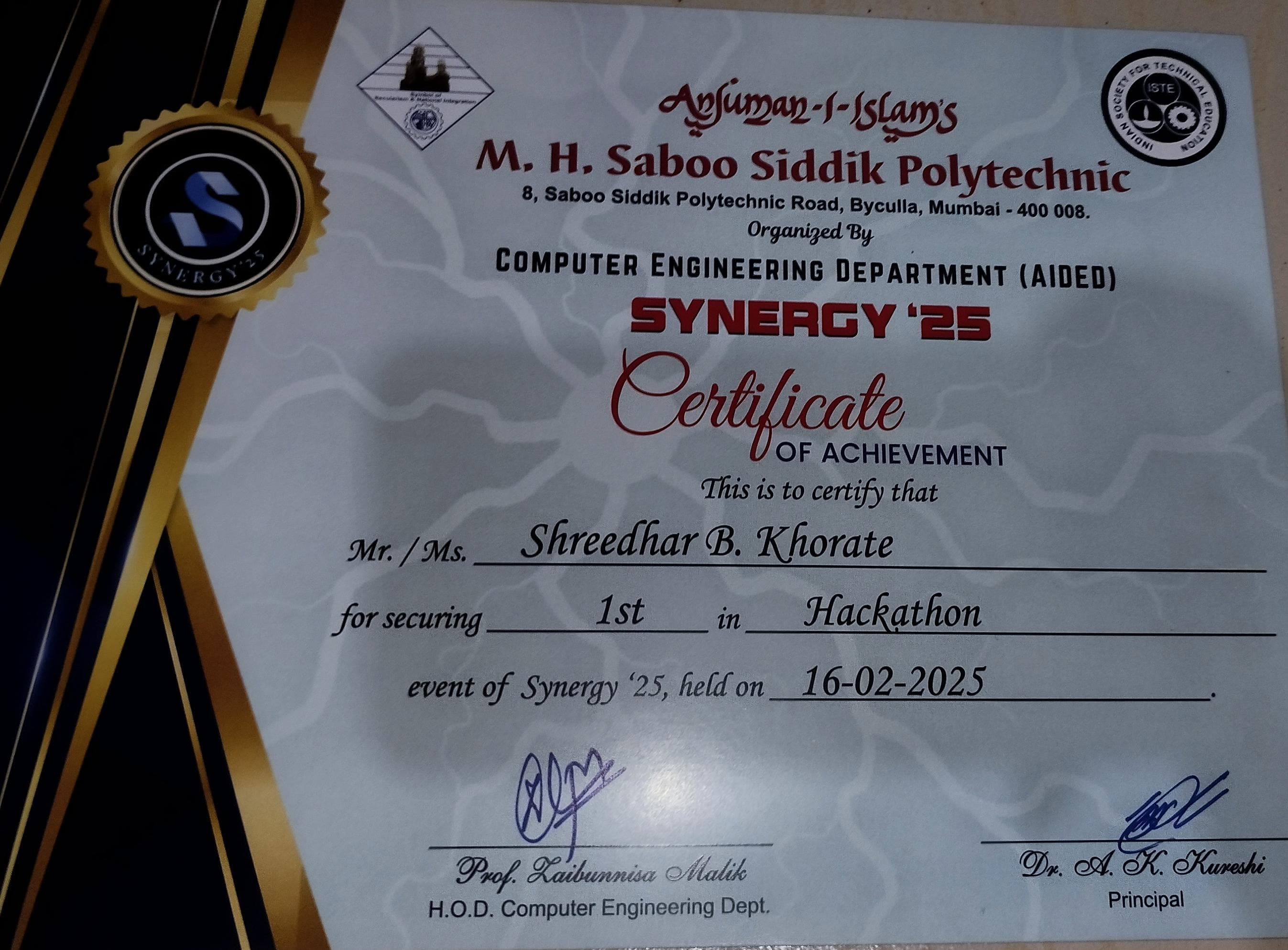 Hackathon Certificate